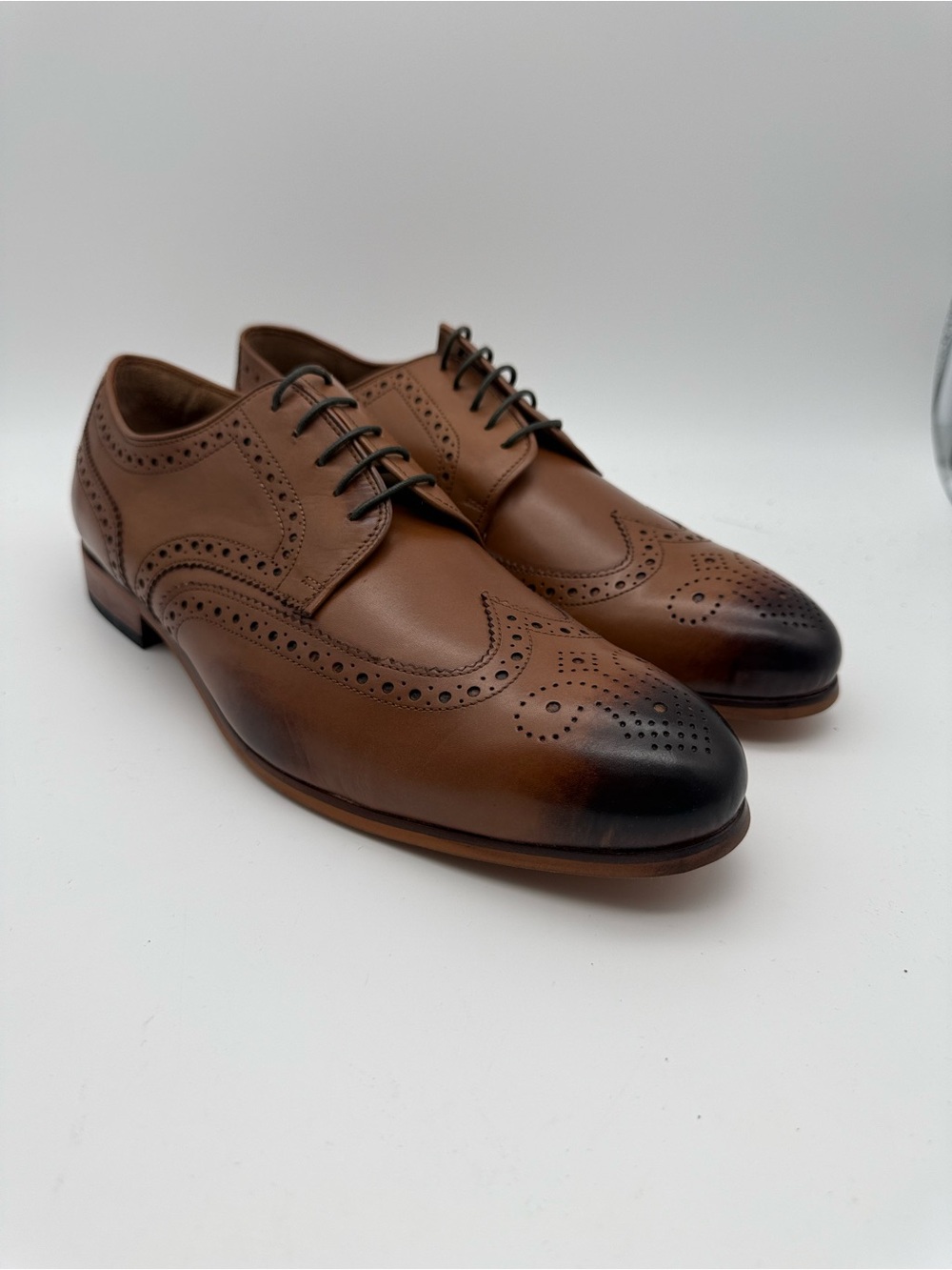 BRAND NEW Dapper Shoes Co. Brown Leather Wingtip Oxford Dress Men’s Size 10